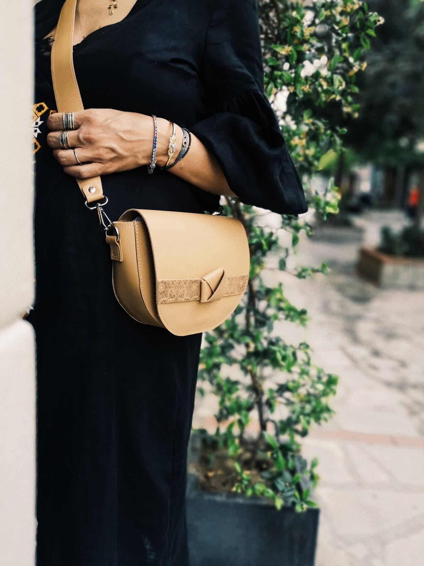 Bow Shoulder bag - Camel