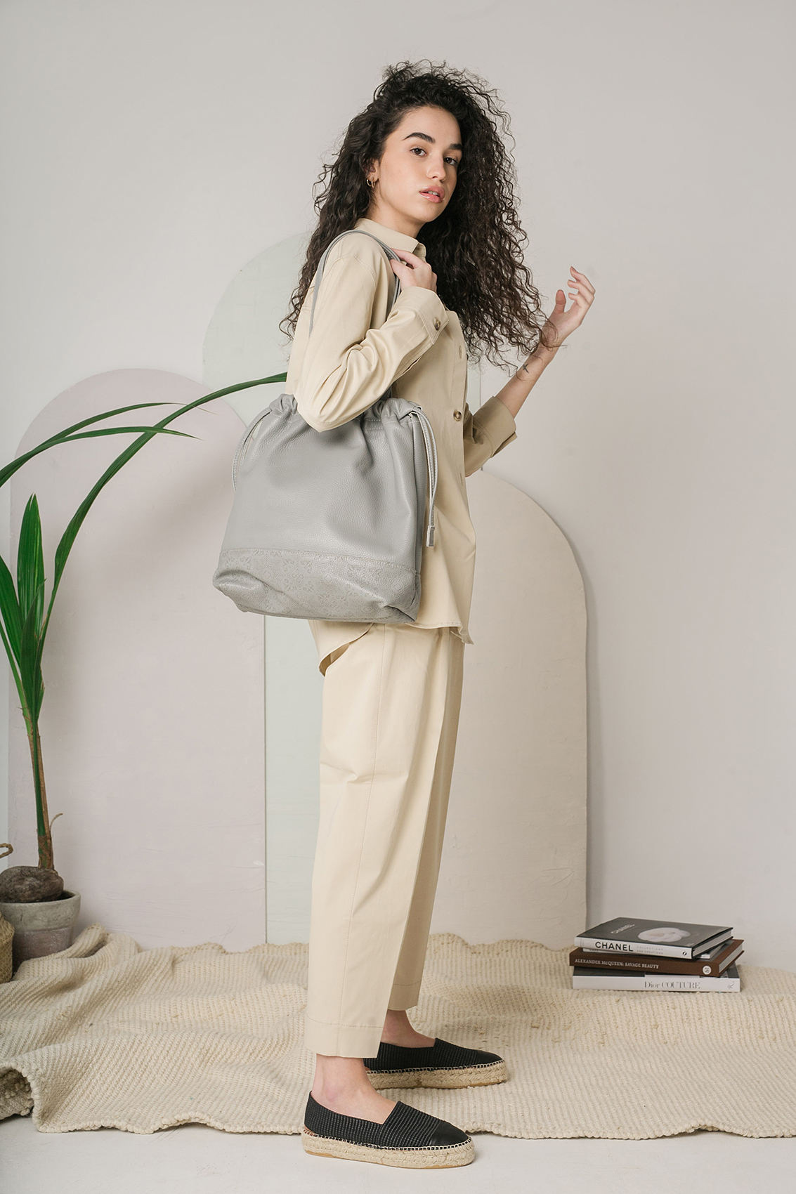 Tote bag in Grey Leather