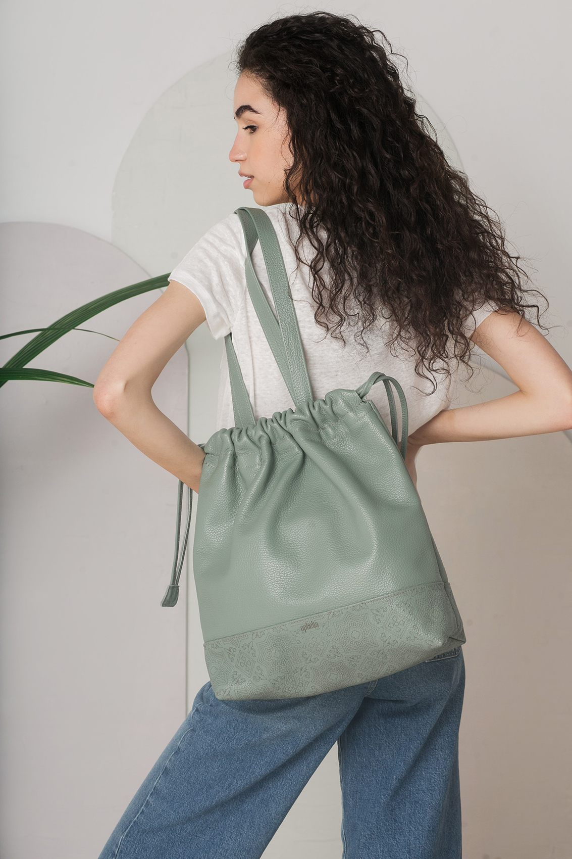 Tote bag in Mint Leather