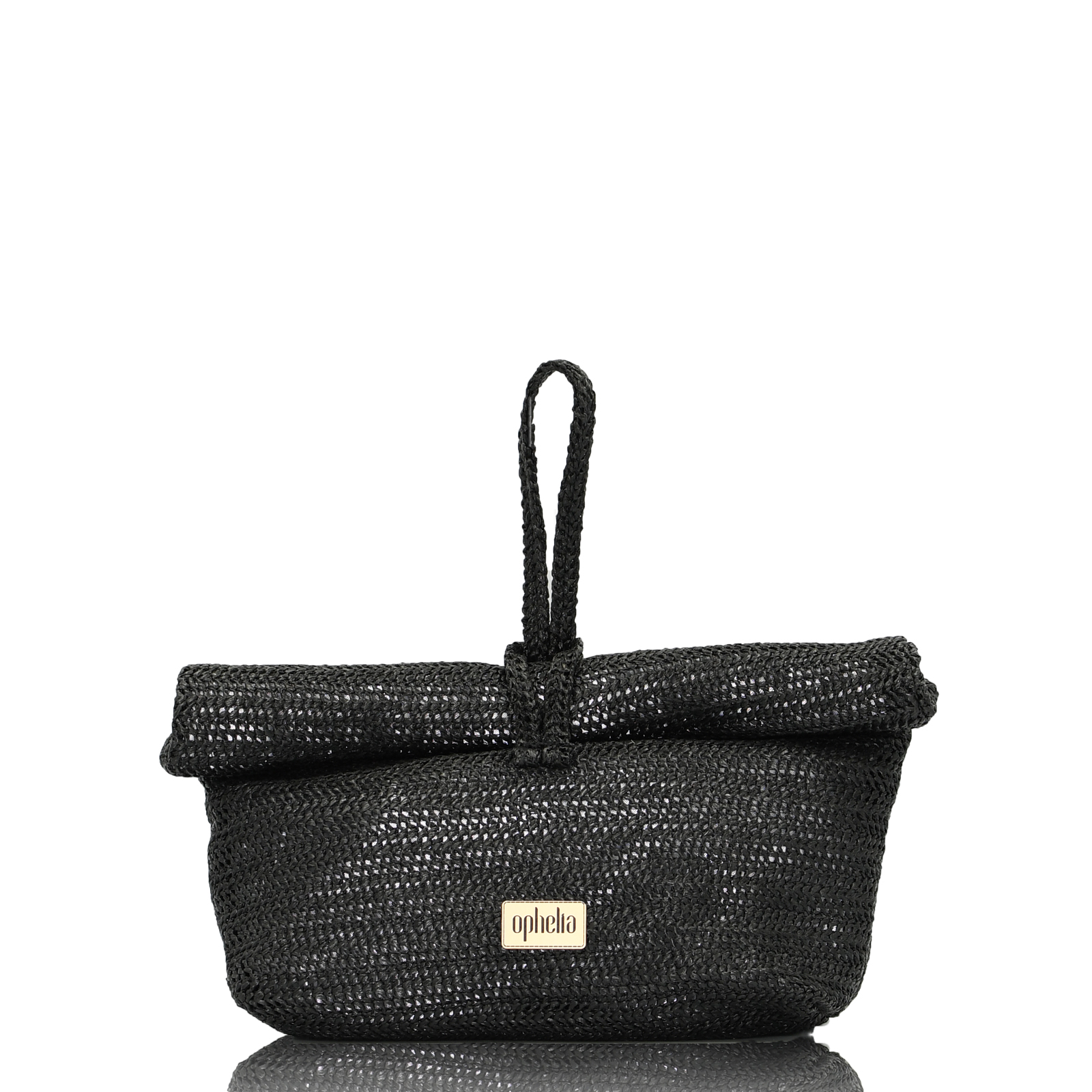 Roll Bag - Black Raffia