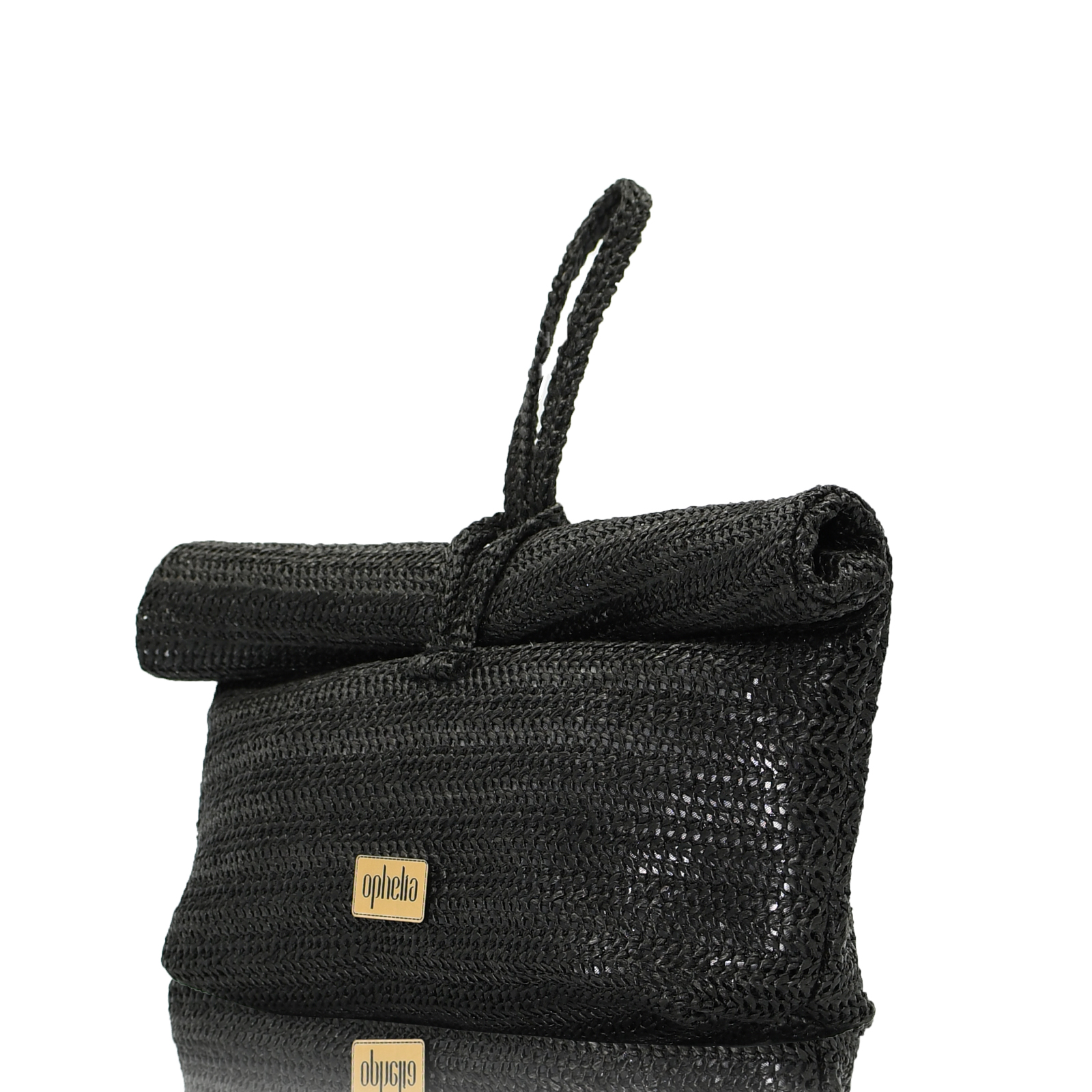 Roll Bag - Black Raffia